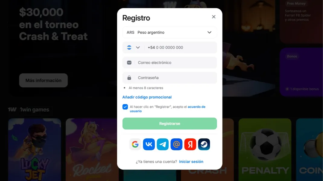 1win Casino: Registro e inicio de sesión en la plataforma